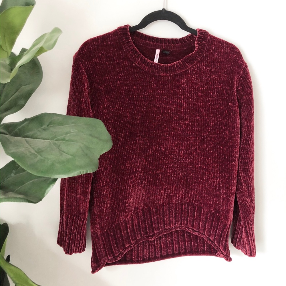 Love By Design Maroon Velvet Sweater